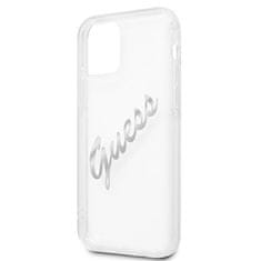 Guess GUHCP12MKTRSVSI hard silikonové pouzdro iPhone 12 / 12 Pro 6.1" transparent Vintage Script silver