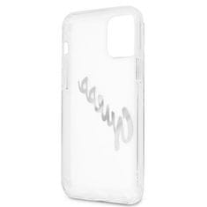 Guess GUHCP12MKTRSVSI hard silikonové pouzdro iPhone 12 / 12 Pro 6.1" transparent Vintage Script silver