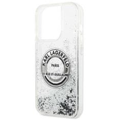 Karl Lagerfeld KLHCP14XLCRSGRS hard silikonové pouzdro iPhone 14 PRO MAX 6.7" silver Liquid Glitter RSG