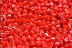 Kraftika 40 ks opaque coral red luster cube seed cube beads české