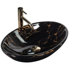 REA Umyvadlo na desku pamela black marble shiny (REA-U5067)