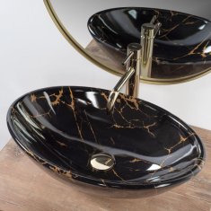 REA Umyvadlo na desku pamela black marble shiny (REA-U5067)