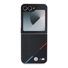 Bmw Zadní kryt M PU Carbon Tricolor Stripe pro Samsung Galaxy Z Flip 6 Black