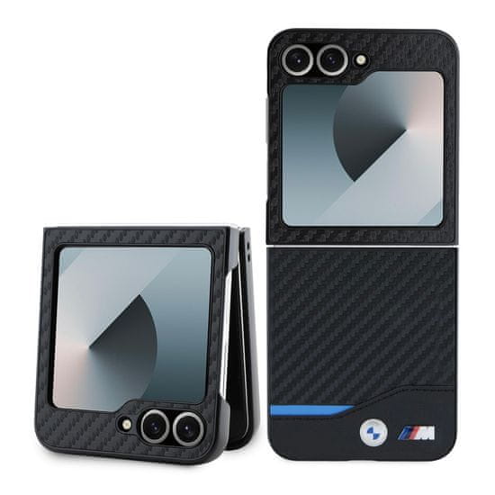 Bmw Zadní kryt M PU Carbon Blue Line pro Samsung Galaxy Z Flip 6 Black