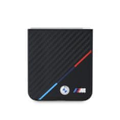 Bmw Zadní kryt M PU Carbon Tricolor Stripe pro Samsung Galaxy Z Flip 6 Black