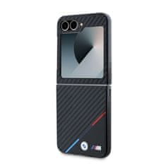 Bmw Zadní kryt M PU Carbon Tricolor Stripe pro Samsung Galaxy Z Flip 6 Black