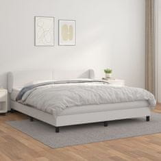 Vidaxl Box spring postel s matrací bílá 180x200 cm umělá kůže