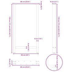 Vidaxl Nohy konferenčního stolku černé 2 ks 60x(110-111) cm ocel