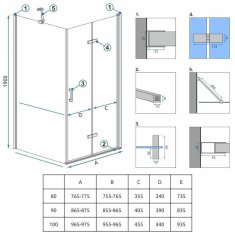 REA Sprchová kabina molier chrom 80x90 (KPL-K0367)