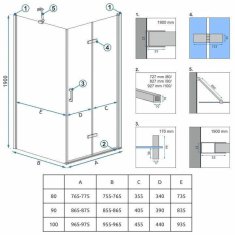 REA Sprchová kabina molier chrom 100x90 (KPL-K0371)