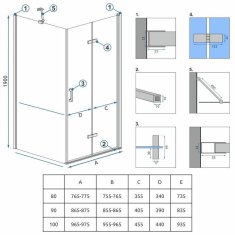 REA Sprchová kabina molier chrom 80x80 (KPL-K2367)