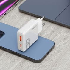 DUDAO A30EU GaN síťová nabíječka USB / USB-C 30W, bíla