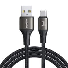 Joyroom Rychlonabíjecí datový kabel s nylonovým opletem USB / USB-C 100W 1,2m Joyroom Light-Speed SA25-AC6 Černý