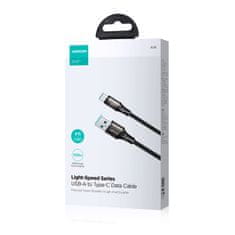 Joyroom Rychlonabíjecí datový kabel s nylonovým opletem USB / USB-C 100W 1,2m Joyroom Light-Speed SA25-AC6 Černý