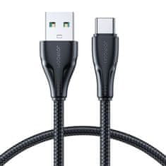 Joyroom Rychlonabíjecí datový kabel s nylonovým opletem USB / USB-C 3A 1,2m Joyroom Surpass Černý