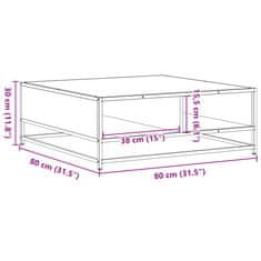 Vidaxl Konferenční stolek hnědý dub 80x80x30 cm kompozitní dřevo a kov