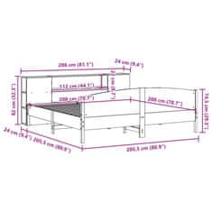 Vidaxl Postel s knihovnou bez matrace bílá 200x200 cm masivní borovice