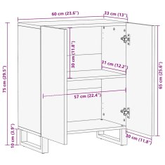 Vidaxl Příborník 60 x 33 x 75 cm černá masivní mangovníkové dřevo