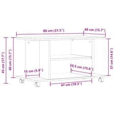 Vidaxl TV stolek na kolečkách dub artisan 80x40x45 cm kompozitní dřevo