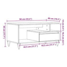 Vidaxl Konferenční stolek dub artisan 90 x 49 x 45 cm kompozitní dřevo