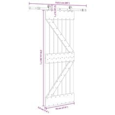 Vidaxl Posuvné dveře s kováním 70 x 210 cm masivní borové dřevo