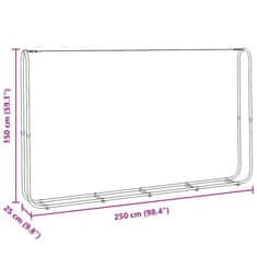 Vidaxl Stojan na palivové dřevo s ocelovým drátem 250x25x150 cm