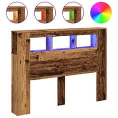 Vidaxl Čelo postele s LED old wood 140x18,5x103,5 cm kompozitní dřevo