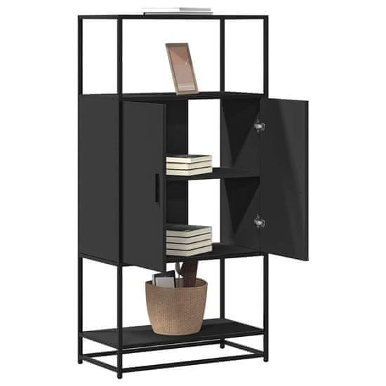 shumee vidaXL Skříň highboard černá 68 x 35 x 139 cm kompozitní dřevo a kov