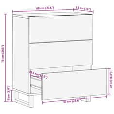 Vidaxl Příborník 60 x 33 x 75 cm černá masivní mangovníkové dřevo