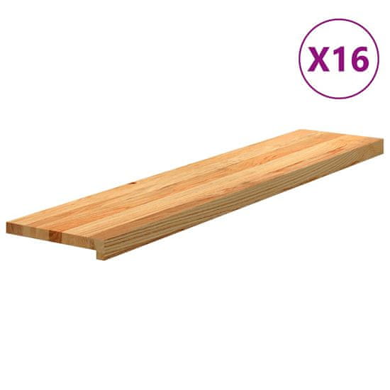 Vidaxl Nášlapy na schody 16 ks světle hnědé 120x25x2 cm masivní dub