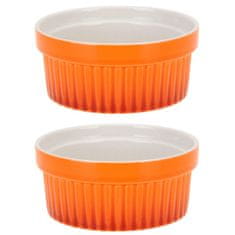 Excellent Houseware Barevné keramické zapékací misky 260ml, oranžové – 2 kusy