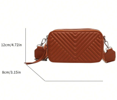 Camerazar Elegantní hnědá kožená crossbody kabelka s prošíváním