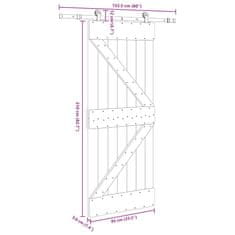 Vidaxl Posuvné dveře s kováním 85 x 210 cm masivní borové dřevo