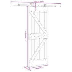 Vidaxl Posuvné dveře s kováním 70 x 210 cm masivní borové dřevo