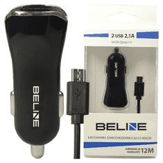 UNBRANDED BELINE ŁAD. SÁM. 2XUSB + MICROUSB 2.1A ČERNÁ/ČERNÁ