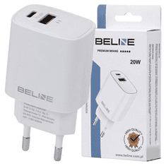 UNBRANDED BELINE ŁAD. SÍŤ. 1X USB-C + 1X USB 20W BÍLÝ (POUZE HLAVA) PD 3.0 + QC 3.0 BLN2CW20