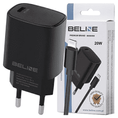 UNBRANDED BELINE ŁAD. SÍŤ. 1X USB-C 20W + LIGHTNING KABEL ČERNÝ / ČERNÝ PD 3.0 BLNCB20L