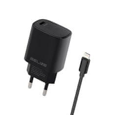 UNBRANDED BELINE ŁAD. SÍŤ. 1X USB-C 20W + LIGHTNING KABEL ČERNÝ / ČERNÝ PD 3.0 BLNCB20L