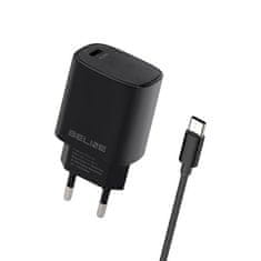 UNBRANDED BELINE ŁAD. SÍŤ. 1X USB-C 20W + USB-C KABEL ČERNÝ PD 3.0 BLNCB20C