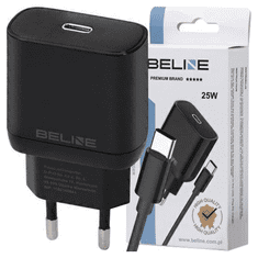 UNBRANDED BELINE ŁAD. SÍŤ. 1X USB-C 25W + USB-C KABEL ČERNÝ / ČERNÝ PD 3.0 BLNCB25C GAN