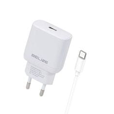 UNBRANDED BELINE ŁAD. SÍŤ. 1X USB-C 25W + USB-C KABEL BÍLÝ PD 3.0 BLNCW25C GAN