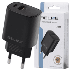 UNBRANDED BELINE ŁAD. SÍŤ. 1X USB-C + 1X USB 30W ČERNÝ (POUZE HLAVA) PD 3.0 + QC 3.0 BLN2CB30 GAN