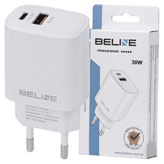 UNBRANDED BELINE ŁAD. SÍŤ. 1X USB-C + 1X USB 30W BÍLÝ (POUZE HLAVA) PD 3.0 + QC 3.0 BLN2CW30 GAN