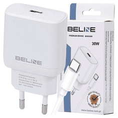 UNBRANDED BELINE ŁAD. SÍŤ. 1X USB-C 30W + USB-C KABEL BÍLÝ PD 3.0 BLNCW30C GAN