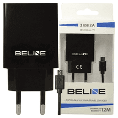 UNBRANDED BELINE ŁAD. SÍŤ. 2XUSB + MICROUSB 2A ČERNÁ/ČERNÁ