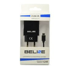 UNBRANDED BELINE ŁAD. SÍŤ. 2XUSB + MICROUSB 2A ČERNÁ/ČERNÁ