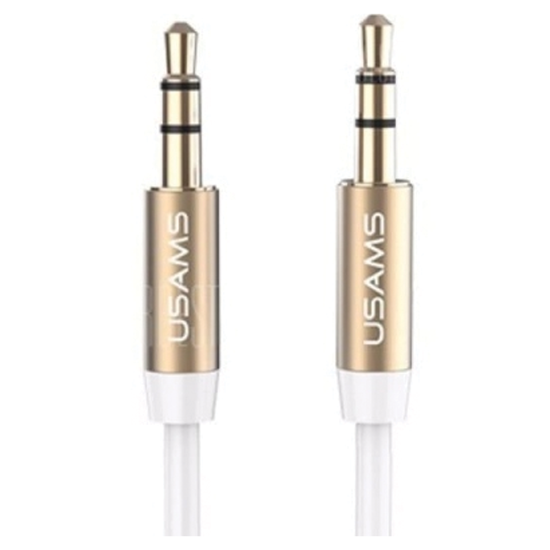 USAMS USAMS AUDIO JACK ADAPTÉR 3,5 MM - 3,5 MM 1 M BÍLÁ/BÍLÁ YP102 (YP-01)