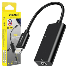 Awei AWEI ADAPTÉR CL-121 LIGHTNING-LIGHTNING/JACK 3.5 2V1 ČERNÁ/ČERNÁ