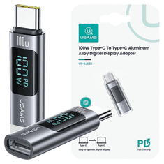 USAMS USAMS ADAPTÉR AU18 USB-C - USB-C DIGITÁLNÍ DISPLEJ 100W OCEL/HLINÍK SJ682TC01 (US-SJ682)