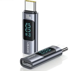 USAMS USAMS ADAPTÉR AU18 USB-C - USB-C DIGITÁLNÍ DISPLEJ 100W OCEL/HLINÍK SJ682TC01 (US-SJ682)